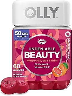 Undeniable Beauty Gummy, For Hair, Skin, Nails, Biotin, Vitamin C, Keratin, Chewable Supplement, Grapefruit, 30 Day Supply - 60 Count