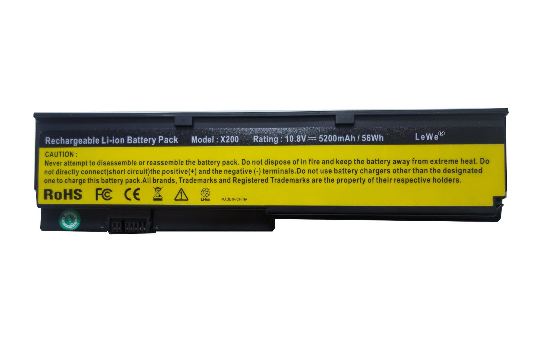 LeWe® battery for Lenovo IBM Thinkpad X201, ThinkPad X200, Thinkpad X200s, Thinkpad X201s, ThinkPad X200s, ThinkPad X200si, s 42T45,42T46,42T48,43R925,Battery 47. Rating: 10.8V/5200mAh (56Wh).