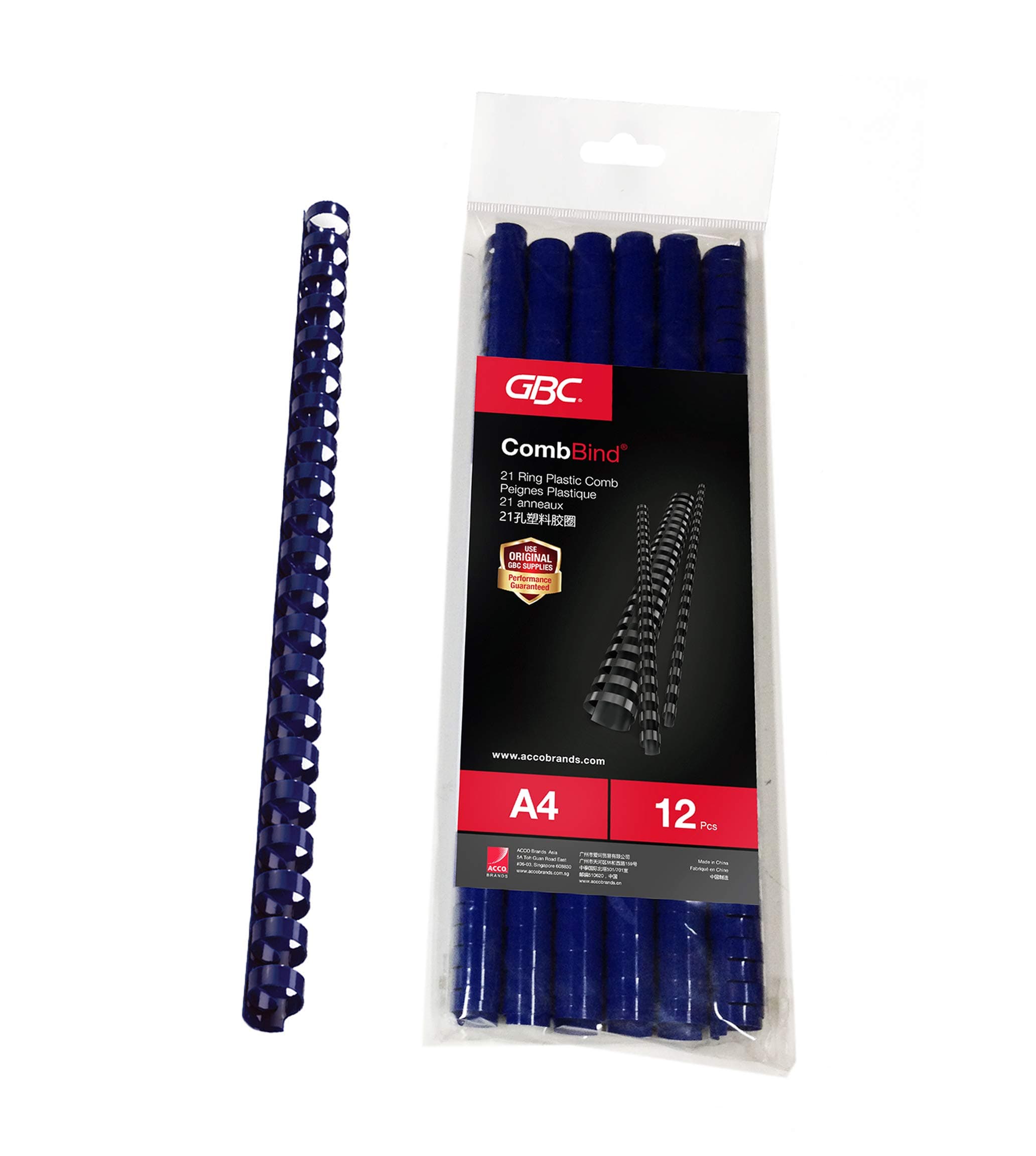 GBC Plastic Binding Combs 21R 16.0mm with 145 Sheet Capacity, Blue (Pack of 12)