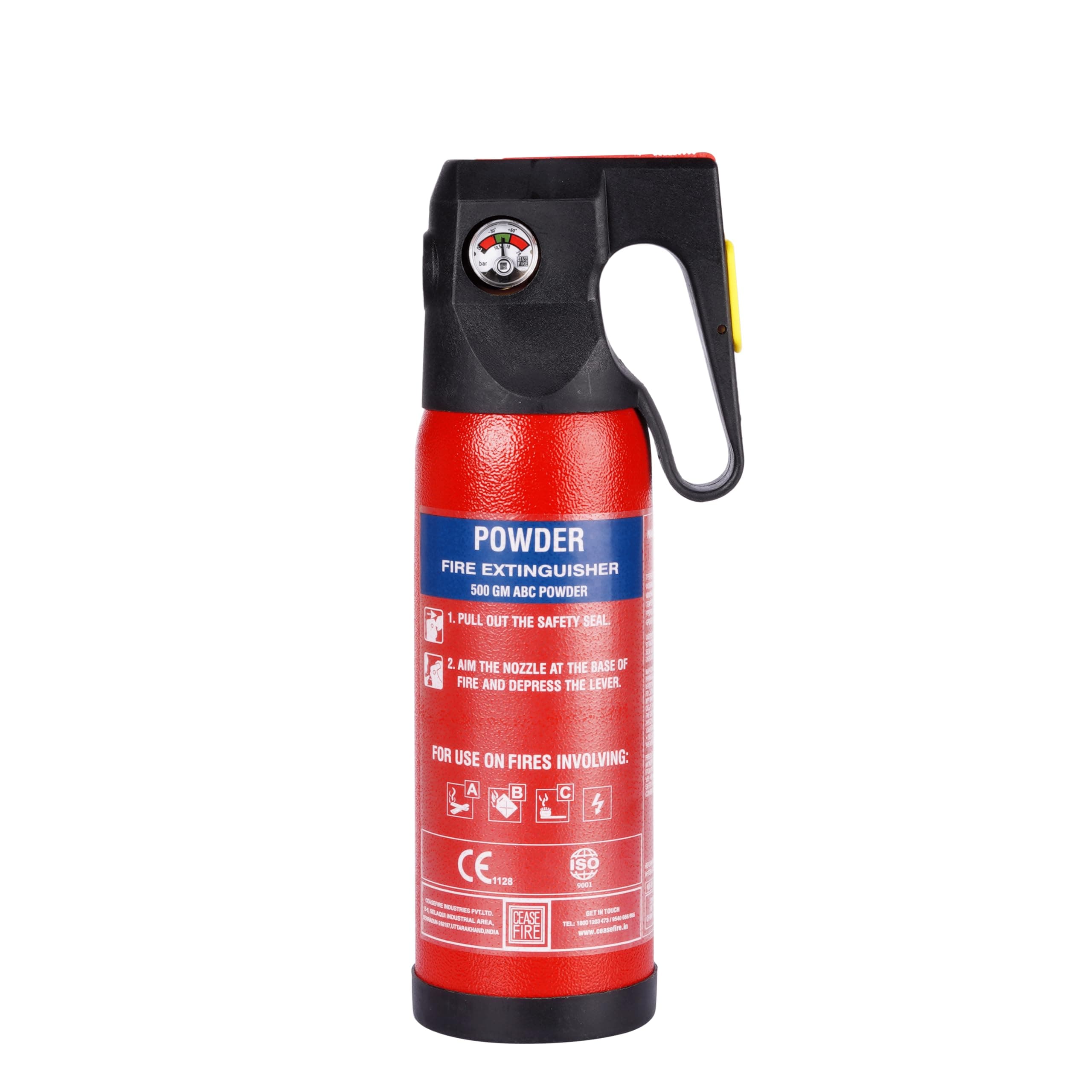 Cease FIRE Powder Based Car & Home Fire Extinguisher (Red) - 500 GM