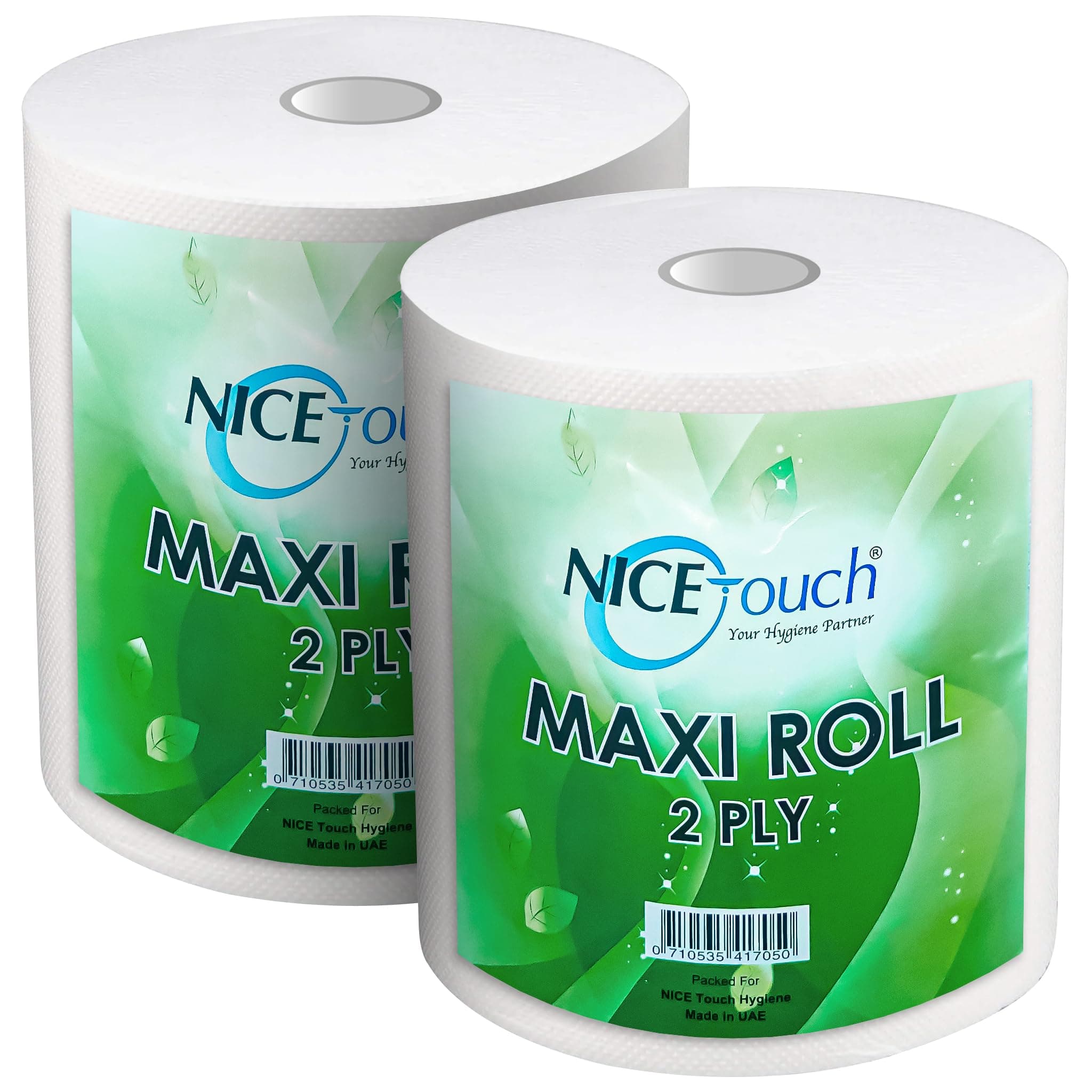 Nice Touch 2-Ply Kitchen Paper Towel Tissue Rolls, 775 Sheets per Roll, 2 Maxi Rolls, 650g Each, Diamond Embossed, High Absorbency & Ultra-Soft Texture