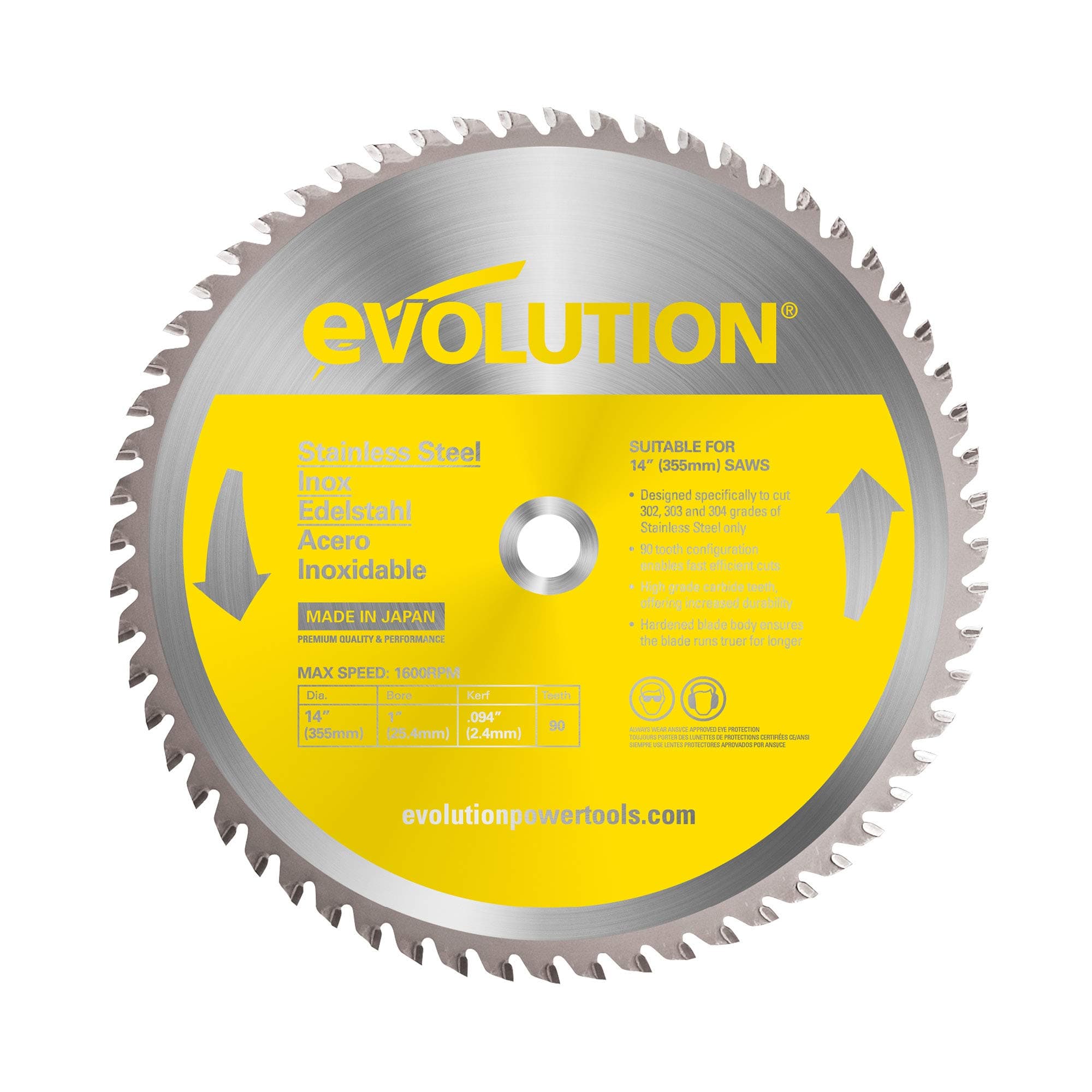 14BLADESS Stainless Steel Cutting Saw Blade, 14-Inch x 90-Tooth, Yellow