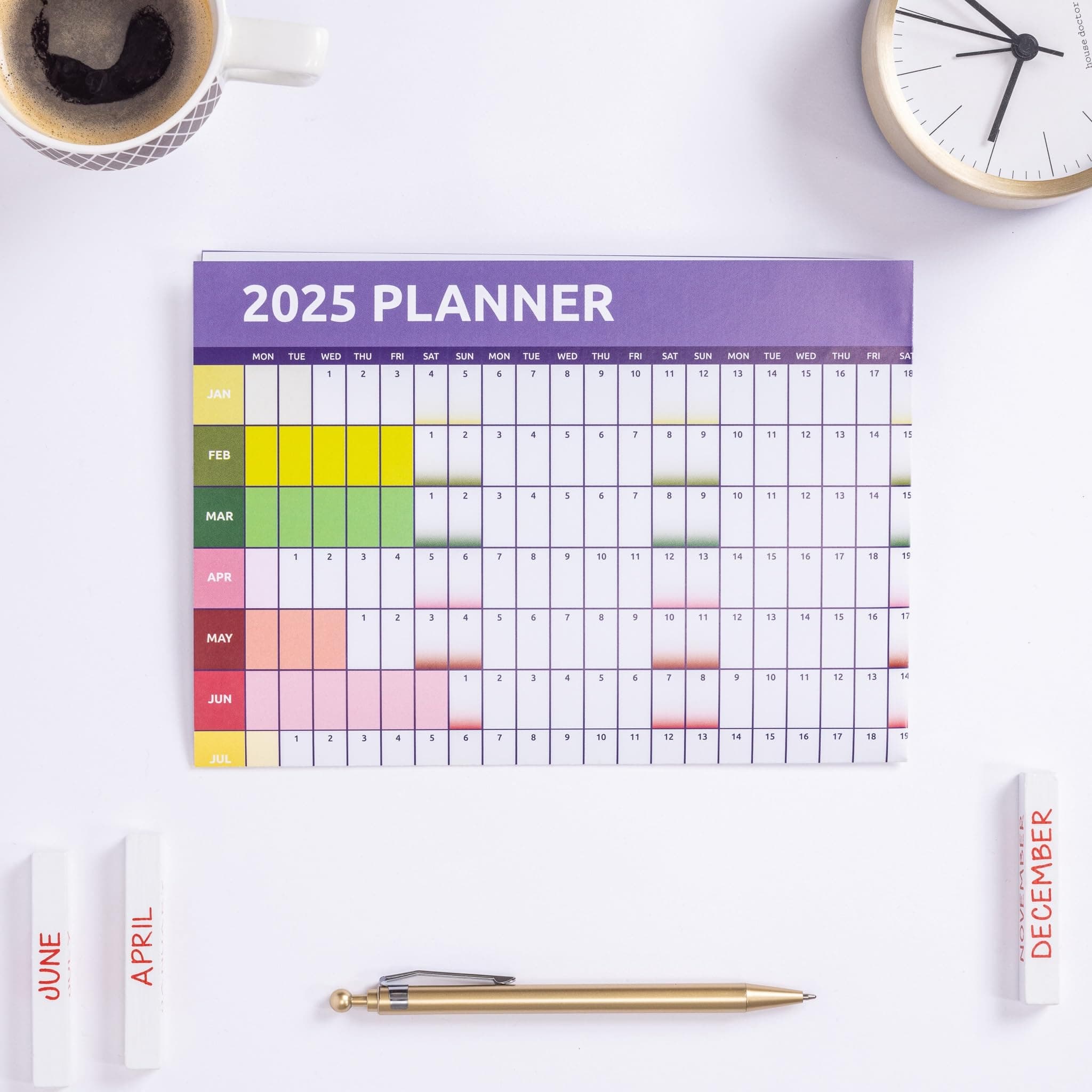 Evelay 2025 Wall Planner Calendar A3 Size (42.0 x29.7cm) Full Year to View for Home Office Work School (Rainbow)