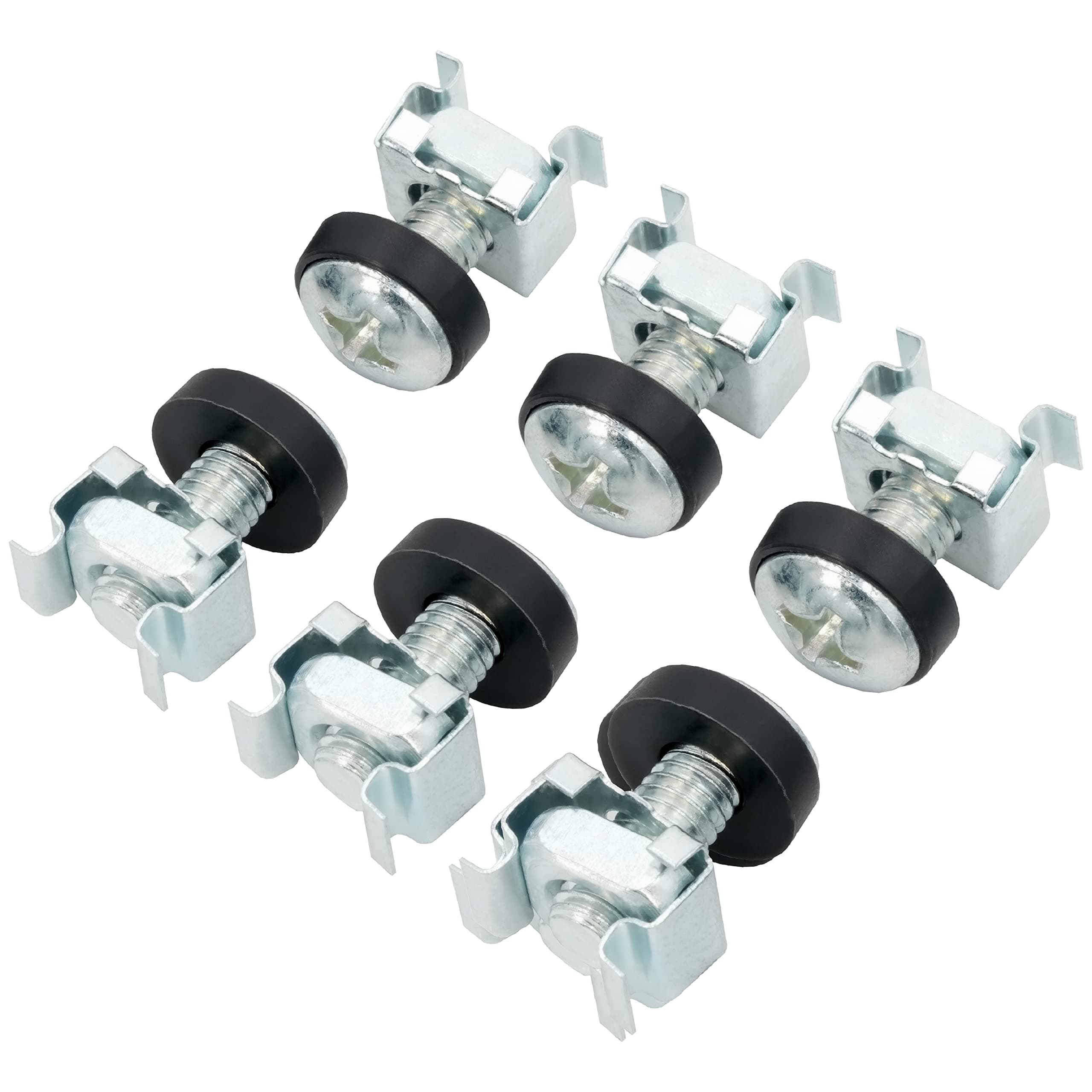 BIGtec Cage nut mounting screws, M6 mounting kit for 10 inch and 19 inch cabinets, network, screws, rack, cage, nuts Pack of 50 Silver