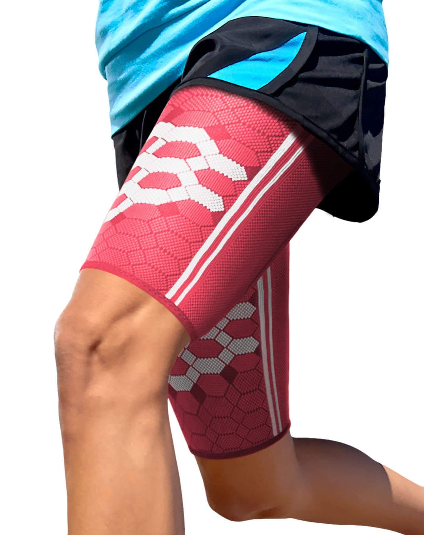 Sparthos Thigh Compression Sleeves (Pair) – Quad and Hamstring Support – Upper Leg Sleeves for Men and Women – Made from Innovative Breathable Elastic Blend – Anti Slip