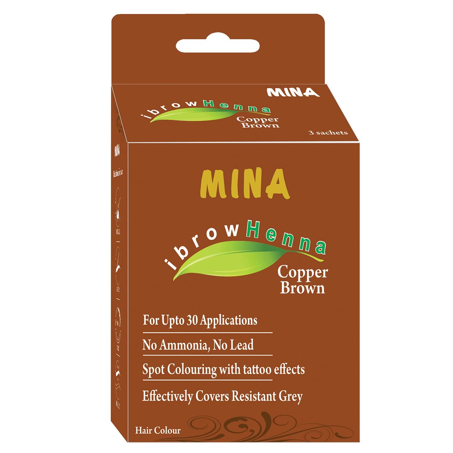 Mina Eyebrow Henna Copper Brown Regular Pack & Tinting Kit For Brow Dye