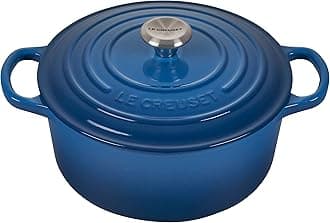 Le Creuset Signature Enamelled Cast Iron Round Casserole Dish With Lid, 22 cm, 3.3 Litre, Marseille Blue, 211772220