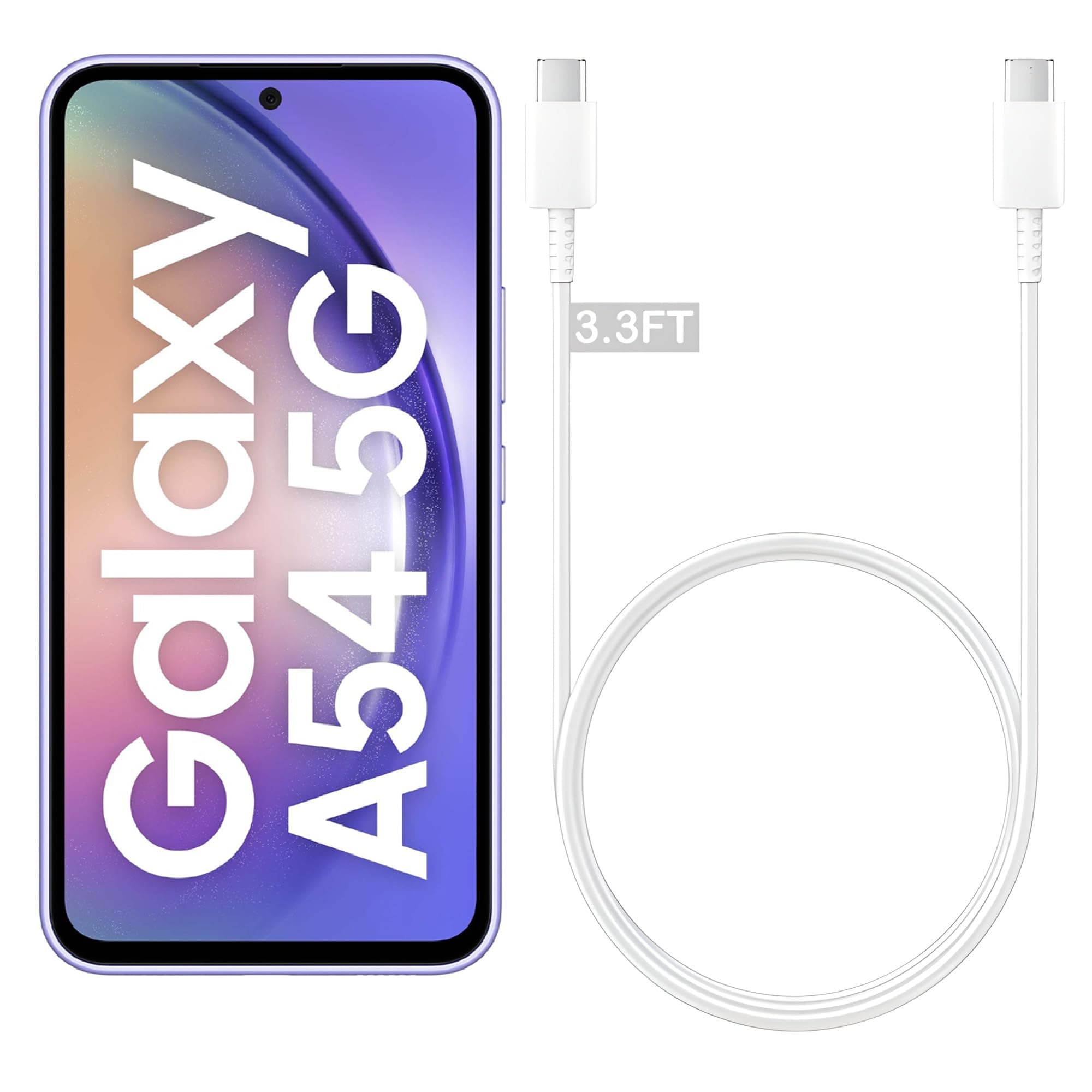 25W Type C To C Charging Cable Data Cable 5A,3.3Ft Compatible With Samsung A16/A06/F06/A54 5G Cellular Phone,USB-C 1M For Galaxy S23,Series Power Data Sync Pd Charge Cord Support 45W-White