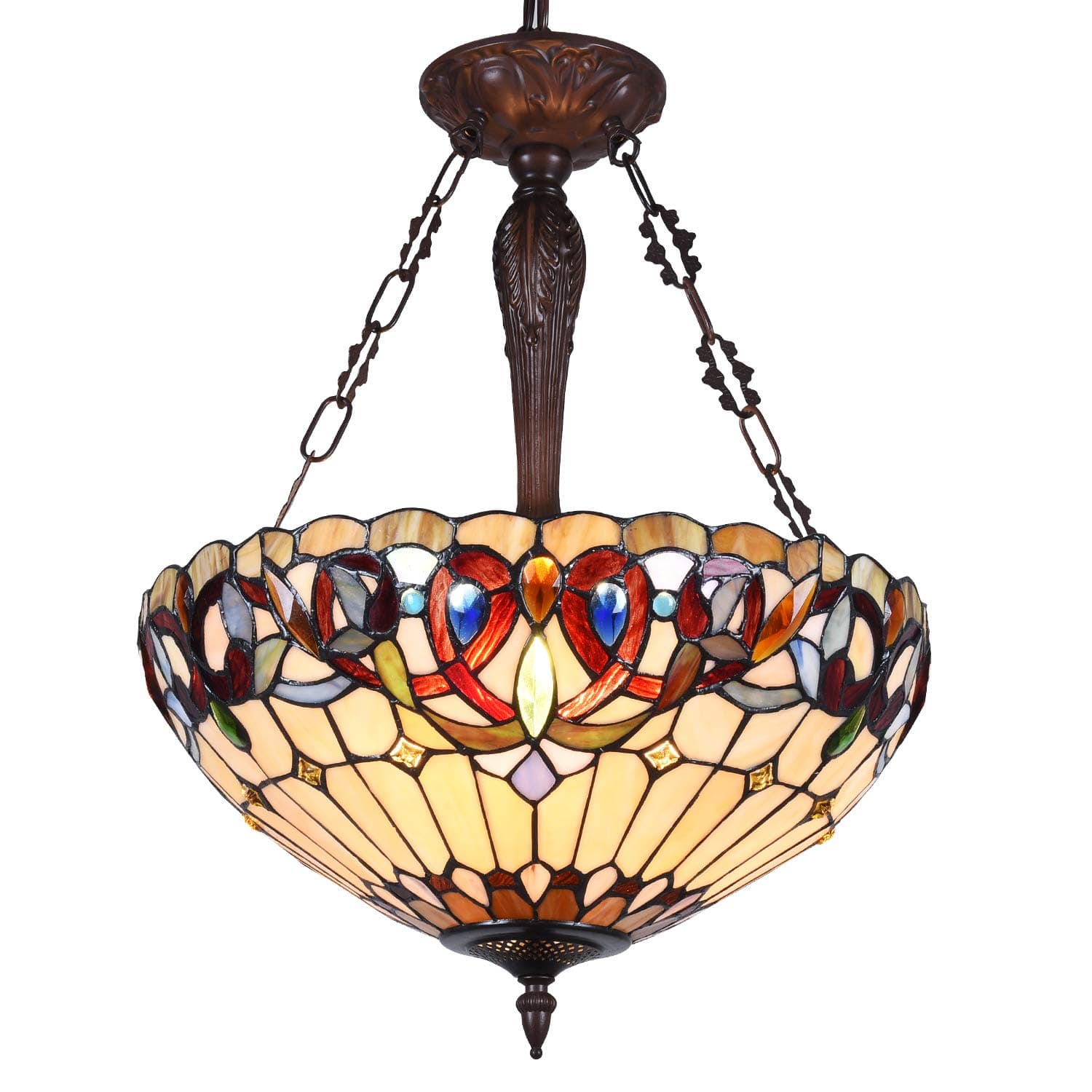 Infront Tiffany Ceiling Light Pendant Lights 18" Wide 3 Light Victorian Style Chandeliers for Living Room Stairway Foyer Entryway