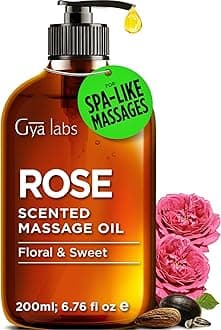Gya Labs Rose Massage Oil - 6.76 Fl Oz - Delivers Deep Relaxation with Luxurious Feel, Offers Deep Hydration for Skin - Made with Authentic Rose Otto, Non-Greasy Formula, Non-GMO and Cruelty-Free