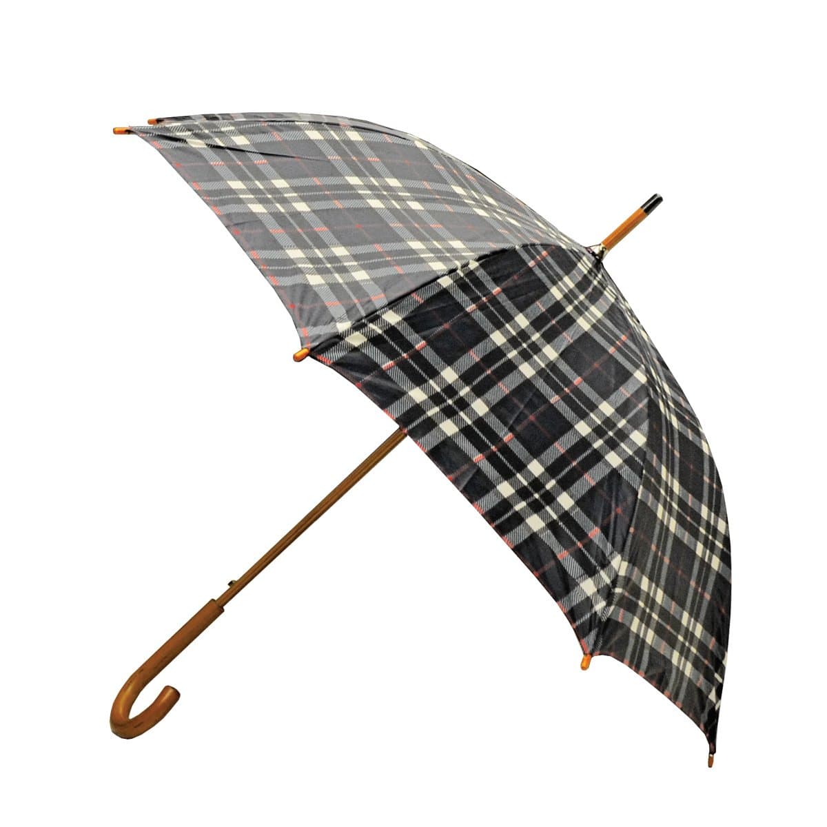 Classic Auto Open Umbrella with Real Wooden Hook Handle