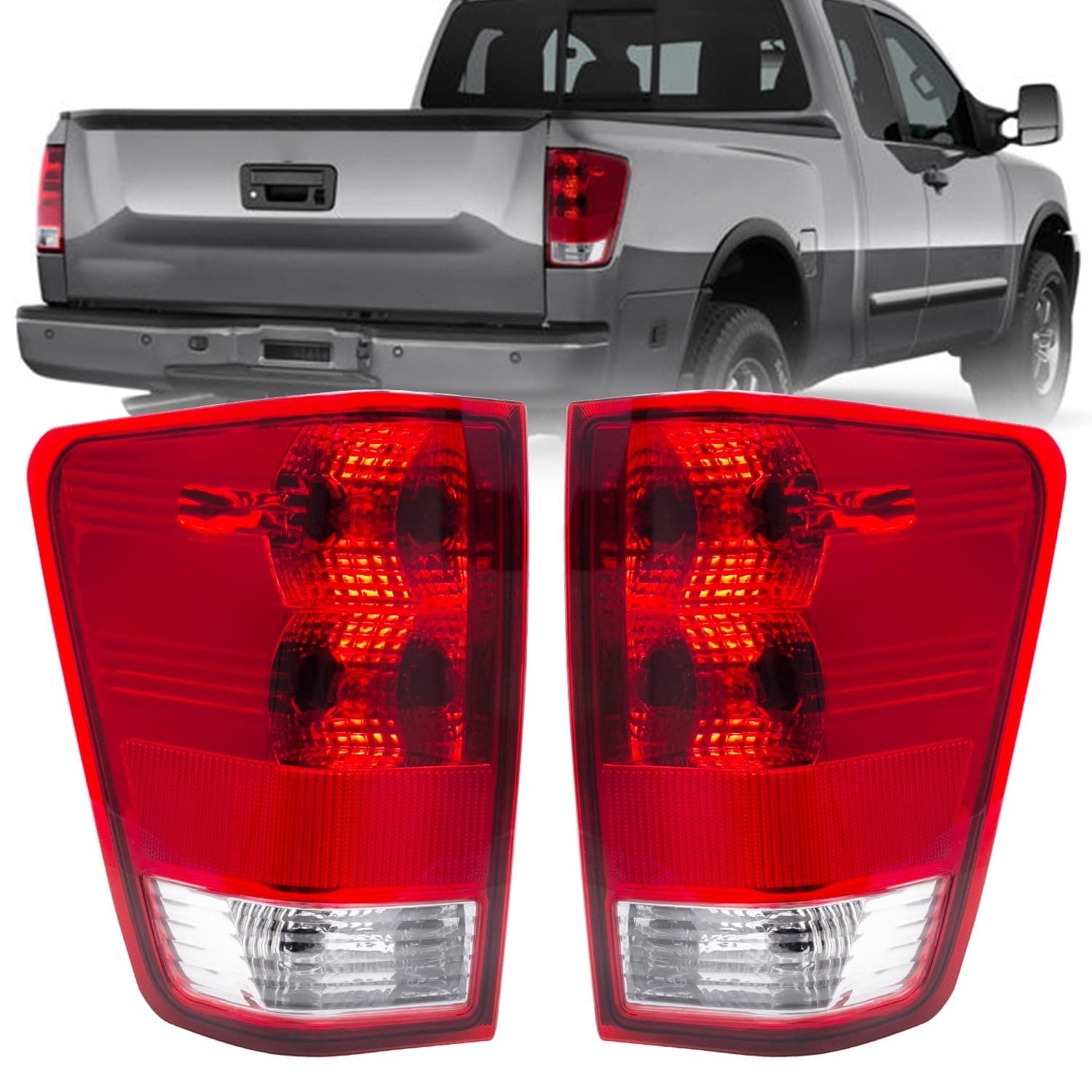 Tail Light Compatible with 2004-2015 Nissan Titan without Utility Compartment Model Rear Brake Lamp Left Driver and Right Passenger Side Taillight - Bulb Included