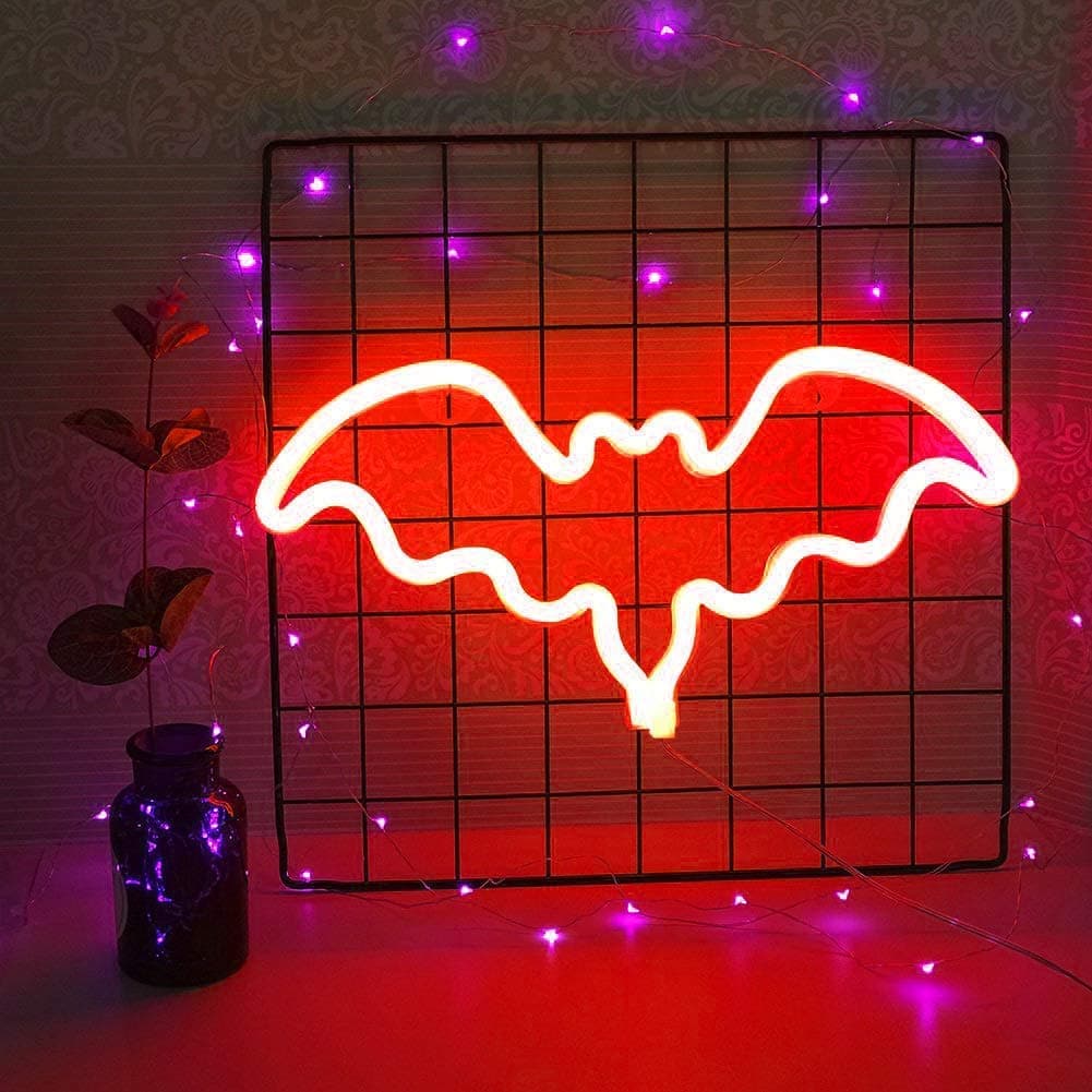 Decorative Neon Light Neon Signs Wall Decor led Night Light for Children's Birthday Room Decor Party Decoration (Red Bat)
