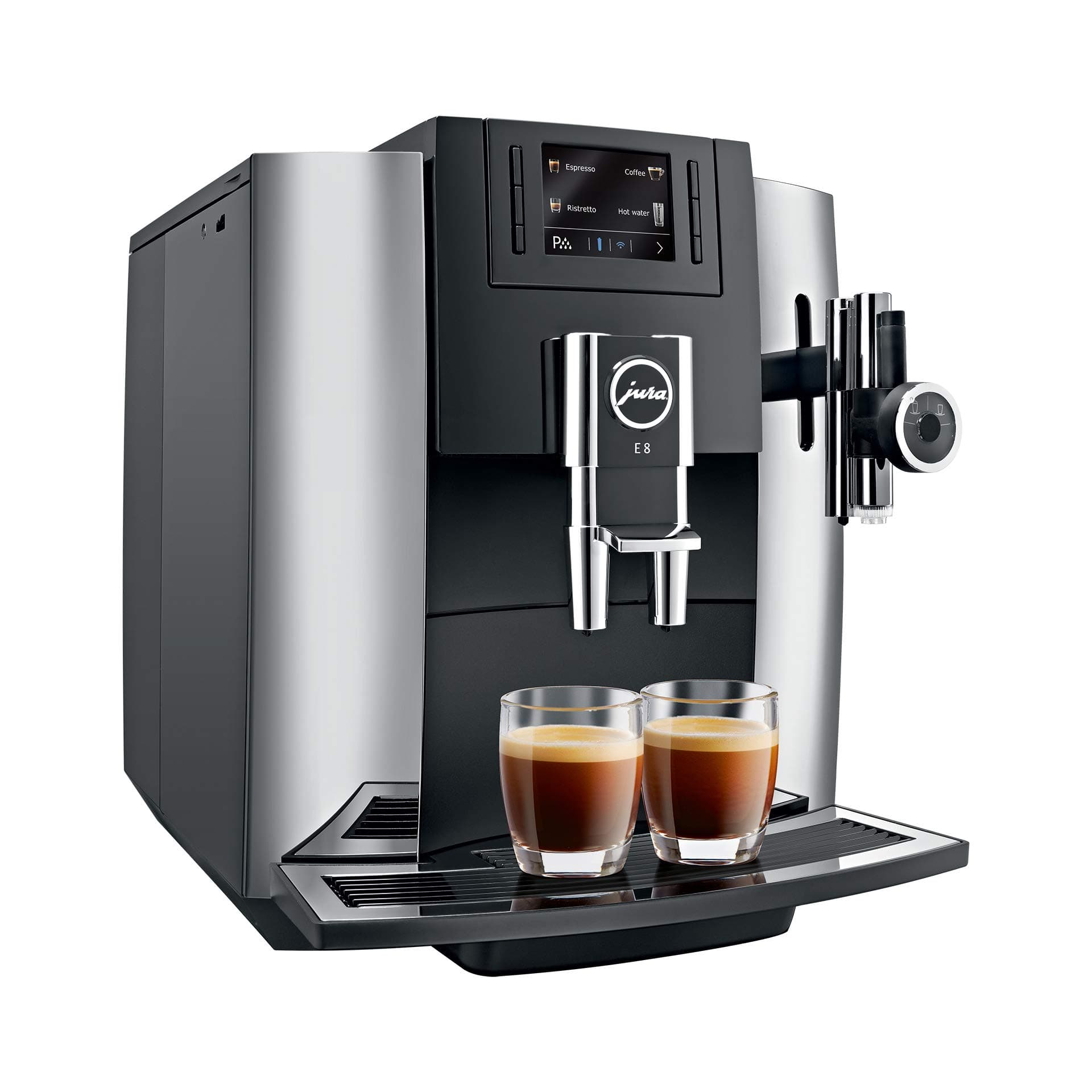 JURA 15057 E8 Automatic Bean to Cup Coffee Machine, ABS Plastic, 1450 W, 1.9 liters, Chrome