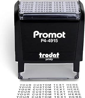 Promot Self Inking Stamp - Extra Large Wide Custom Stamp for Name, Address, Office, or Business Use - Up to 6-Line Personalized Rubber Stamp - Customizable Font & Ink Color - Personalized Name Stamp