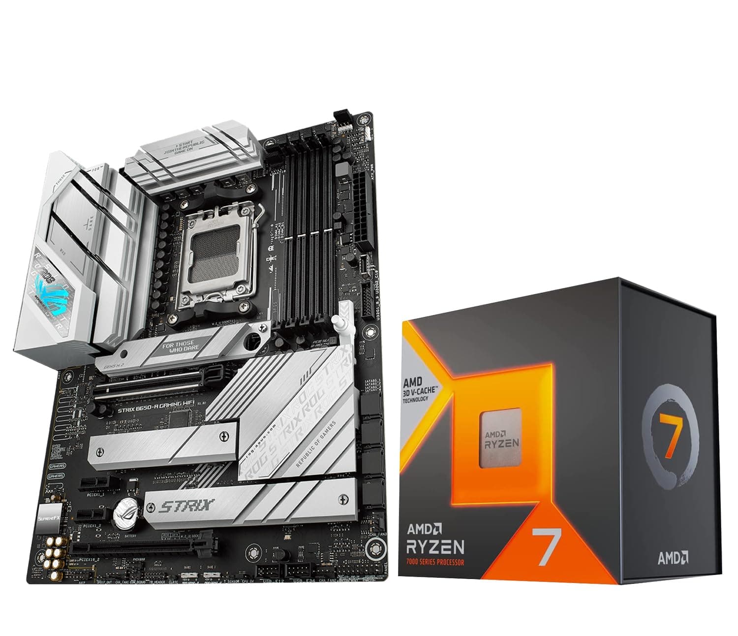 CPU Motherboard Kit AMD Ryzen 7 7800X3D Unlocked Desktop Processor with ASUS ROG Strix B650-A Gaming WiFi 6E AM5 Gaming Motherboard