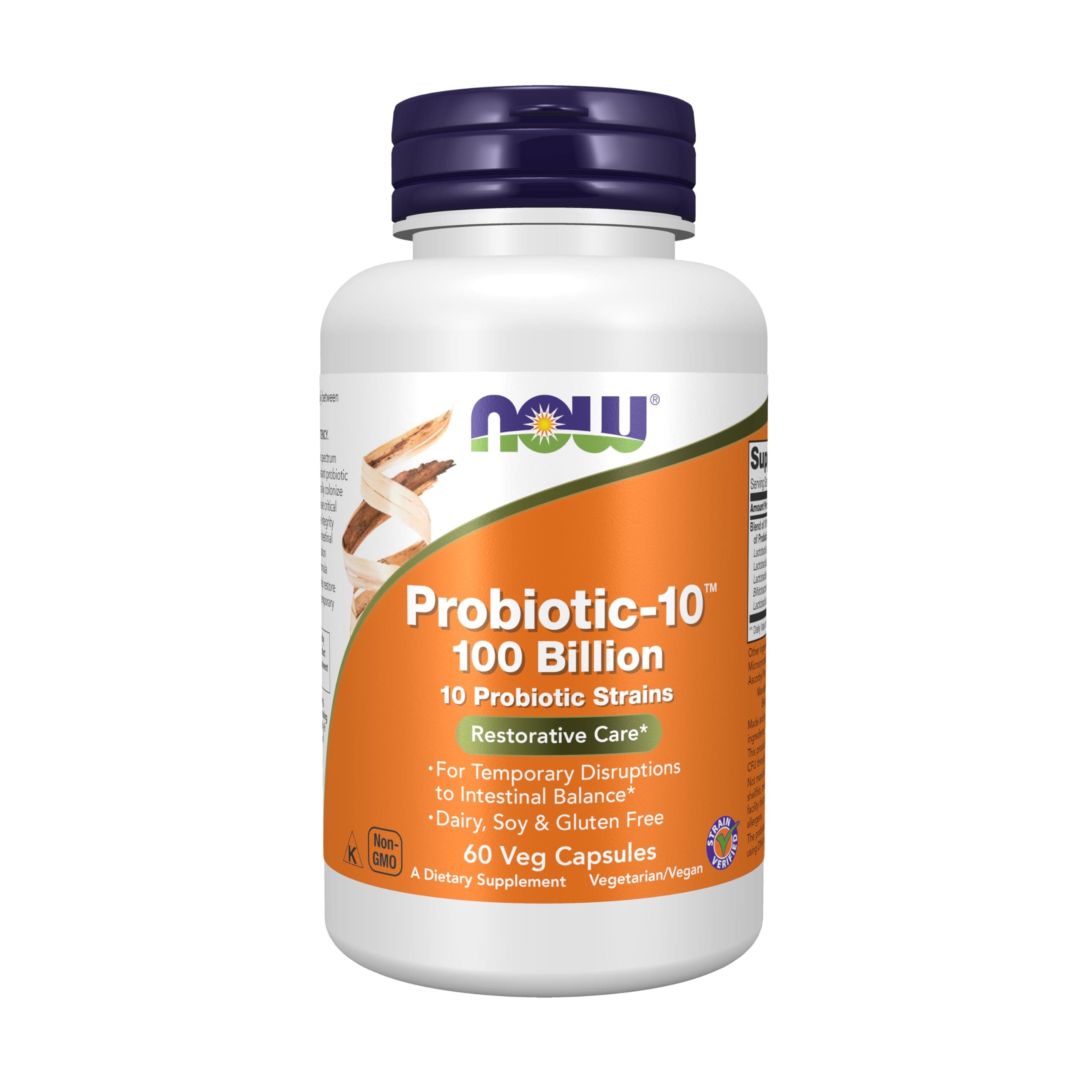 Now Supplements, Probiotic-10™ 100 Billion with 10 Probiotic Strains, 60 Veg Capsules