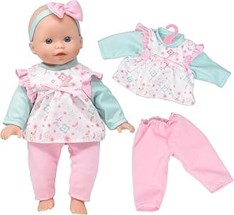 Gift Boutique Baby Doll 14 Inch Soft Body with Clothes & Accessories Sets of Outfits with Hangers Teddy & Toy Blocks Playset Wardrobe Storage Closet, Ideal Gift for Kids - Set of 4