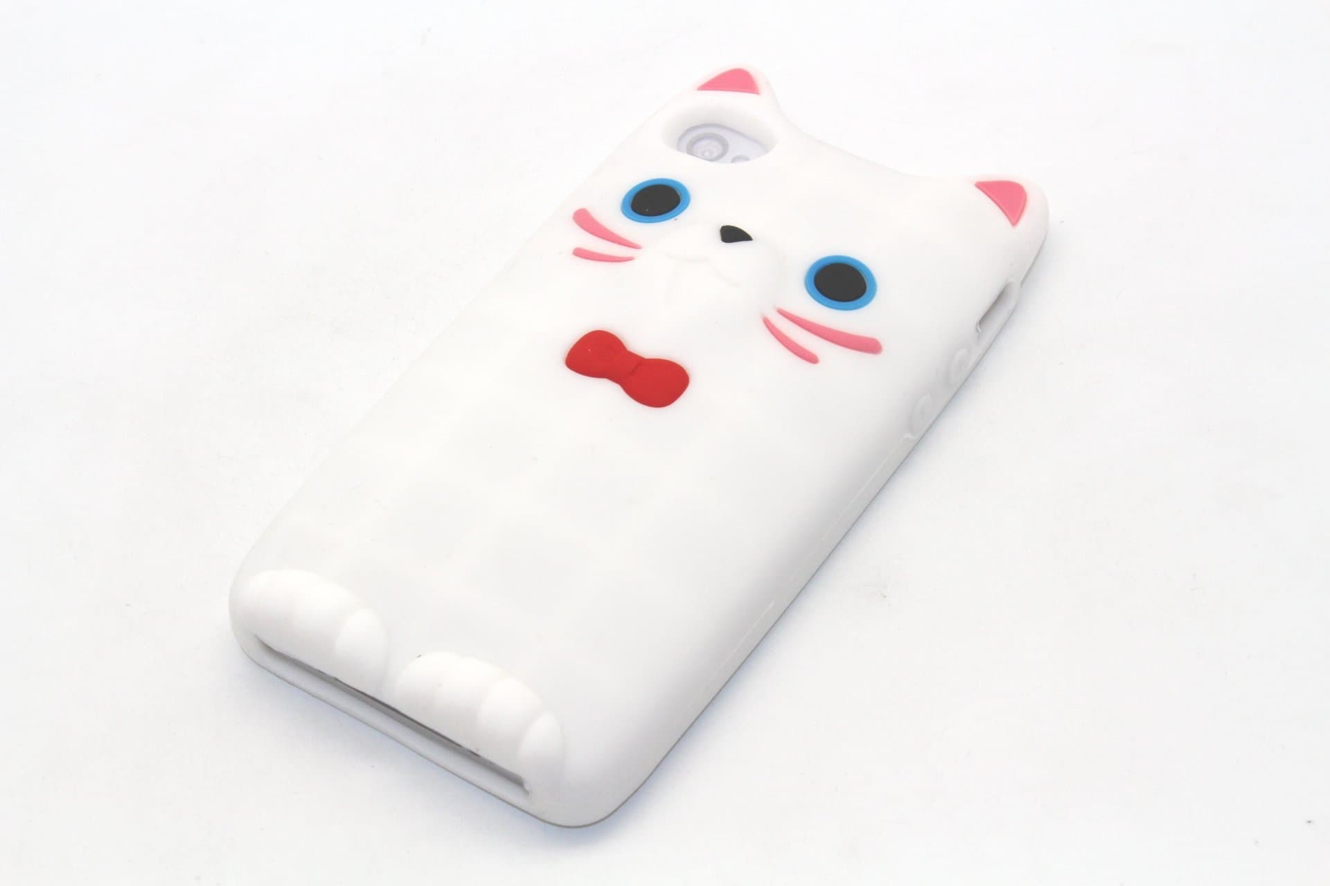 (WHITE) 3D Cute Soft Cartoon Cat Silicone Skin Back Case Cover for iPhone 4s or iPhone 4