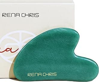 Rena Chris Gua Sha Facial Tools, Green Aventurine Guasha Tool for Acupuncture, Manual Massage Sticks for Jawline Sculpting and Puffiness Reducing, Gua Sha Facial Massage Tool, Skin-Care Gift