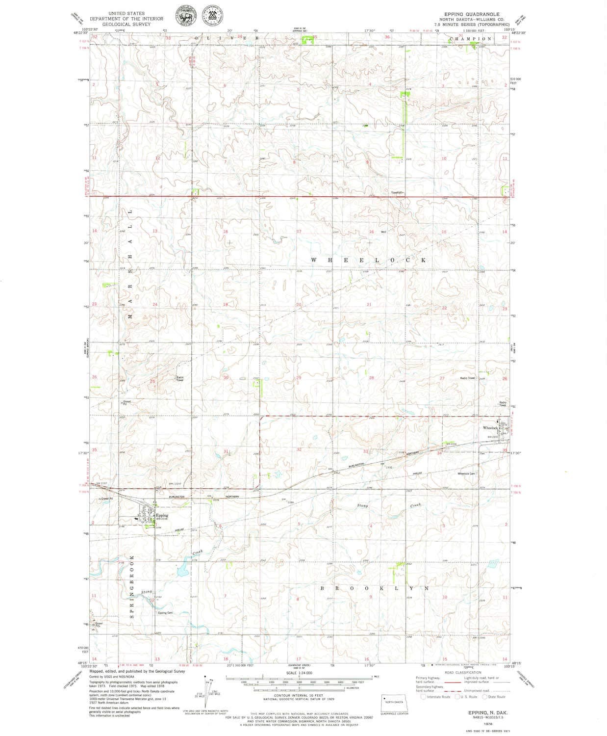 Epping ND topo map, 1:24000 Scale, 7.5 X 7.5 Minute, Historical, 1978, Updated 1979, 26.6 x 22 in