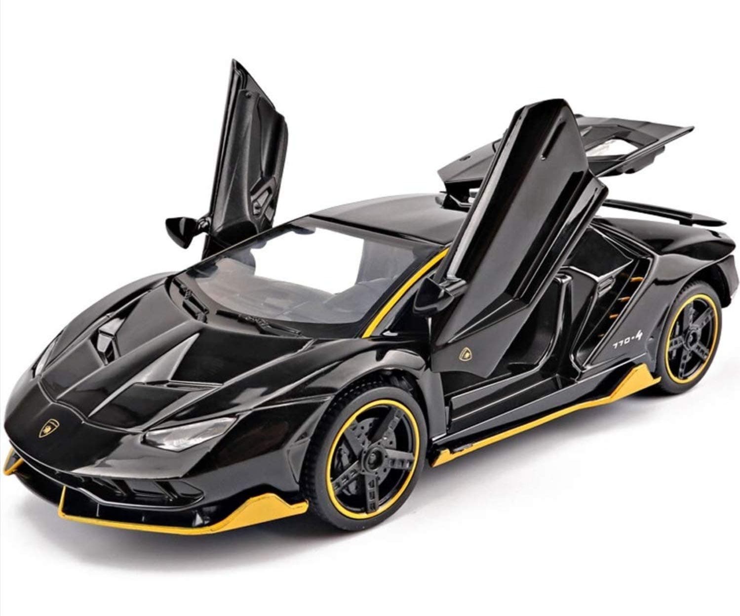 Magicwand® 1:32 Scale Die-Cast Metal Centenario Car LP 770-4 with Openable Doors and Pull Back Action【Pack of 1】【Black】