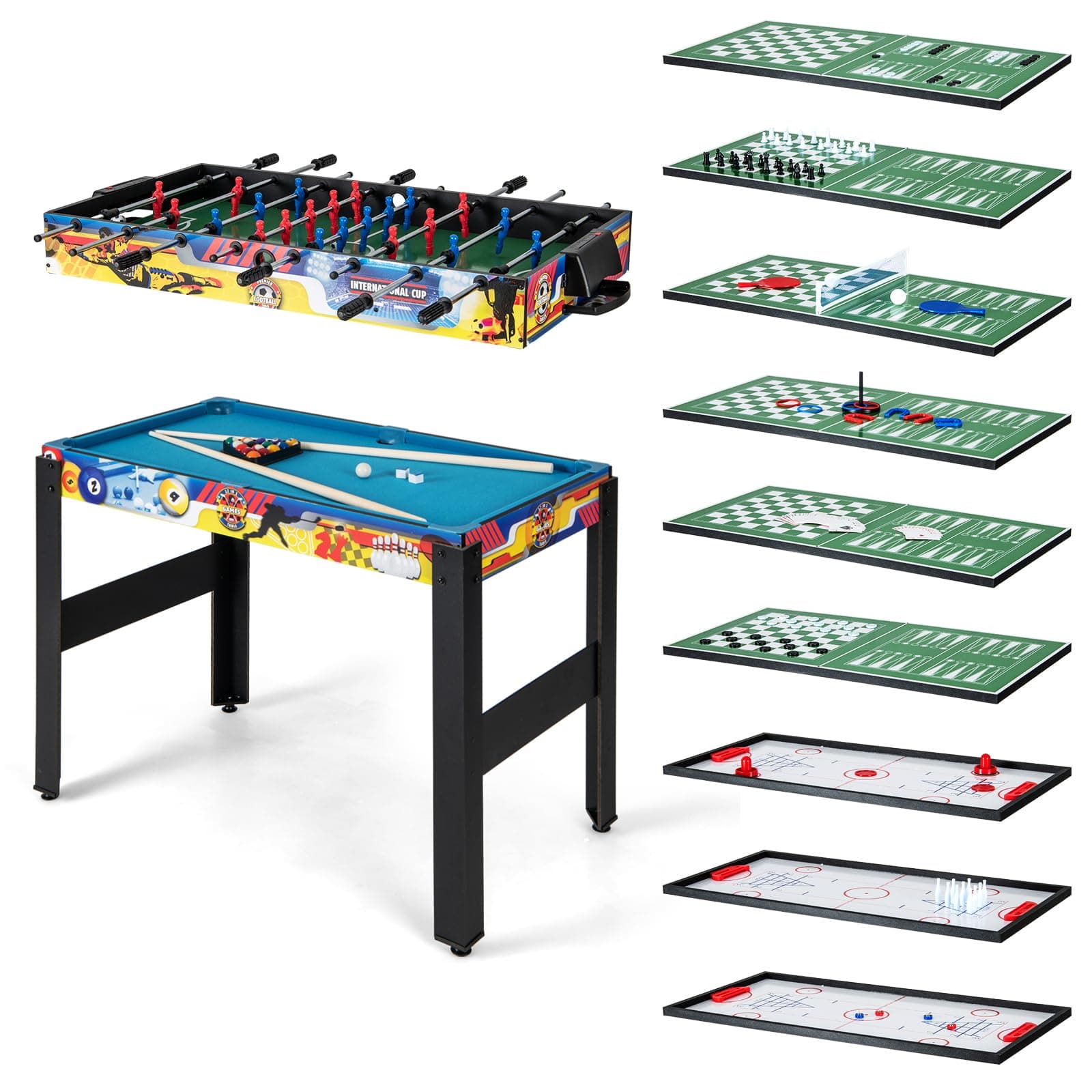 Giantex 12-in-1 Multi Game Table, 48 Inch Combination Game Tables with Foosball, Hockey, Ping Pong, Pool, Chess, Bowling, Checkers, Shuffleboard, Combo Game Table Set for Adults