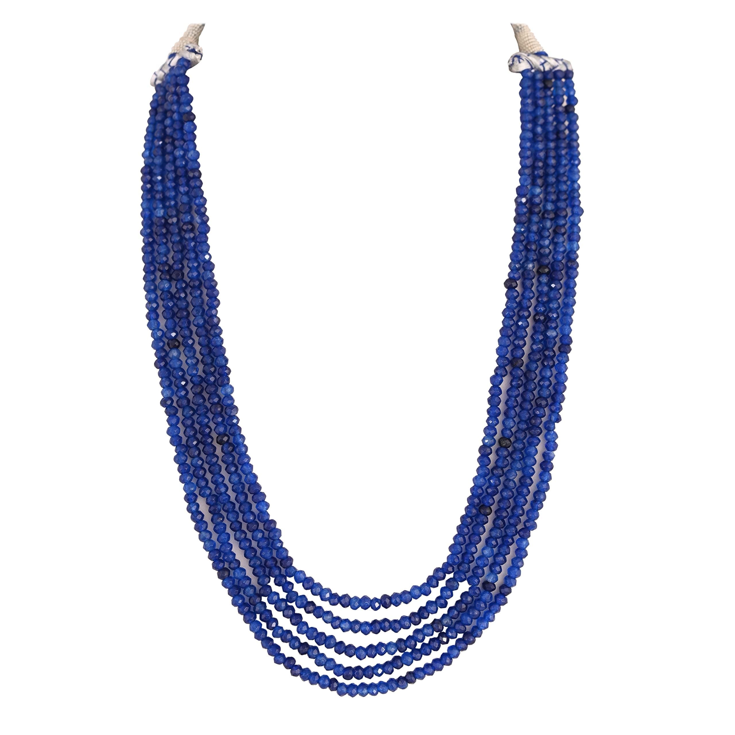 Ratnavali Jewels Five Layer Multi-Colour Real Ruby Emerald Onyx Stone Beads Necklace for Women and Girls (Multi Color Five Layer)