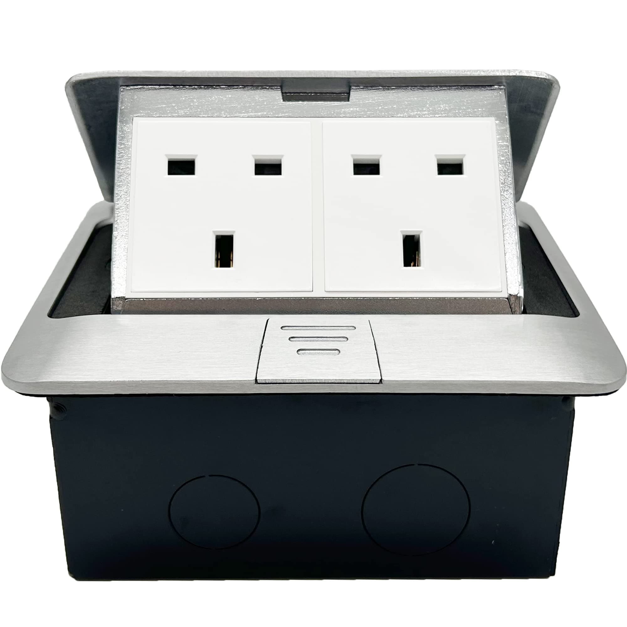 Pop up Electrical Outlet Cover Box, Floor sockets Table Waterproof IP20 220v, 2 Sockets Power Plugs, for Table Office Desktop Restaurant Kitchen Cafe Countertop, Silver