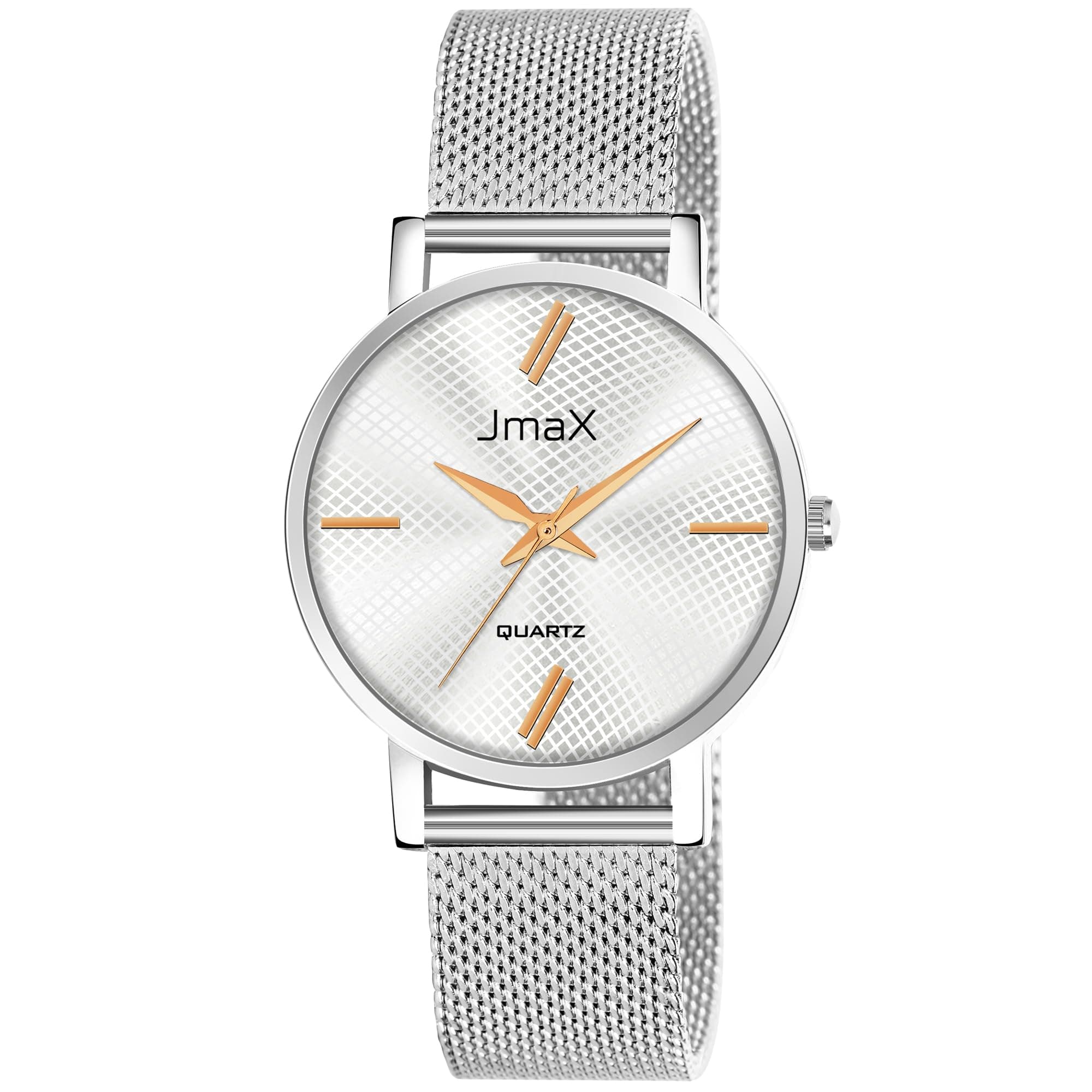 Jmax Women's Silver Dial Quartz Watch with Mesh Strap – Elegant, Water-Resistant, Scratch-Resistant, Adjustable Women's Watch