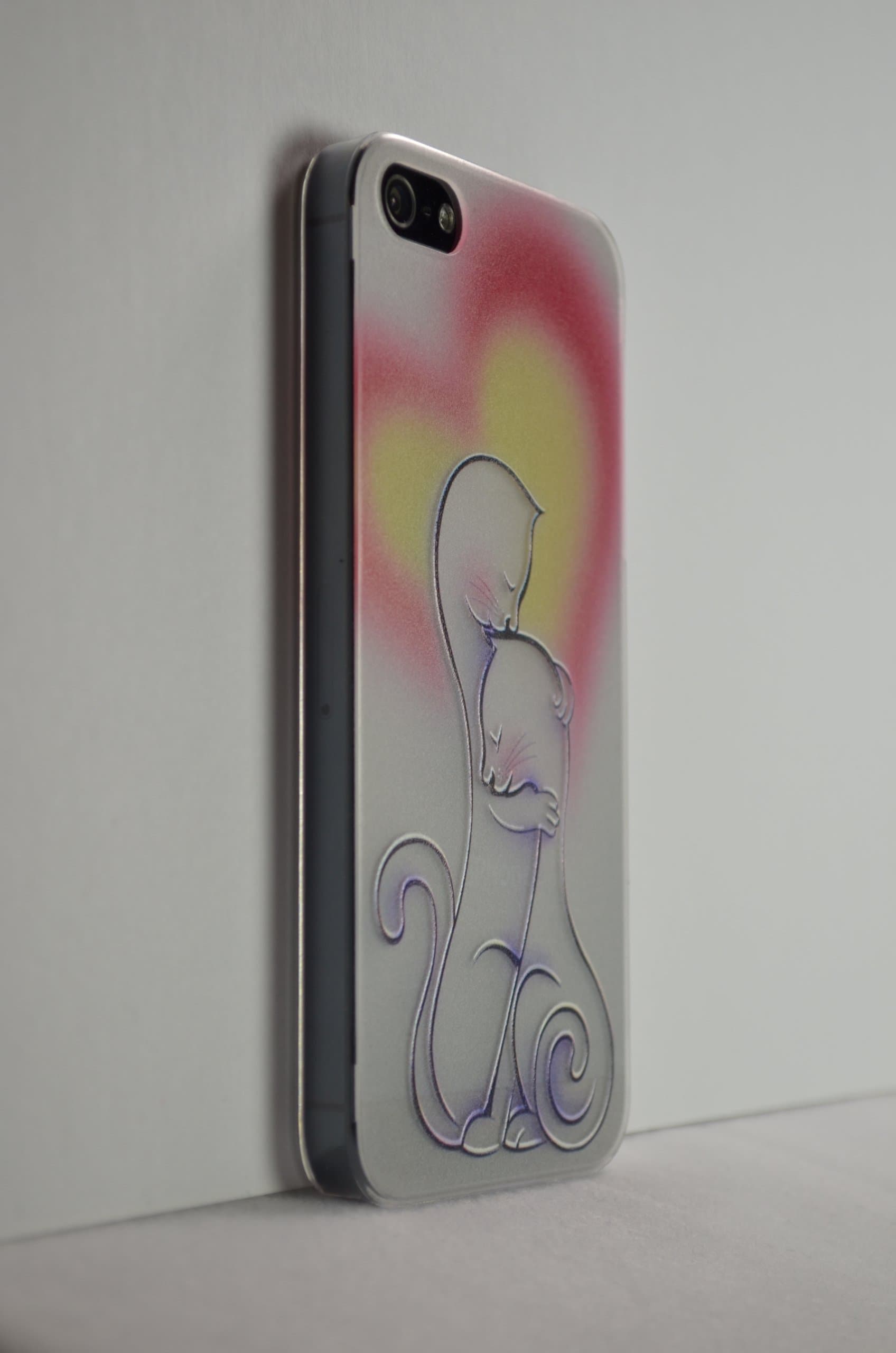 Ultra-slim Clear Artwork Case for Iphone 5 and 5S (Semi-clear cats-heart)