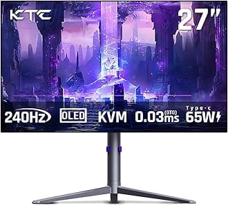 KTC 27 OLED Monitor - 1440p 240hz Monitor 0.03ms GTG, Type-C 65W, Built-in Speakers, 1.5M:1 Contrast Ratio, 136% sRGB, DisplayPort1.4, HDMI2.0,USB-C 3.0, Vesa, PC Moniter for Gaming Movie Office
