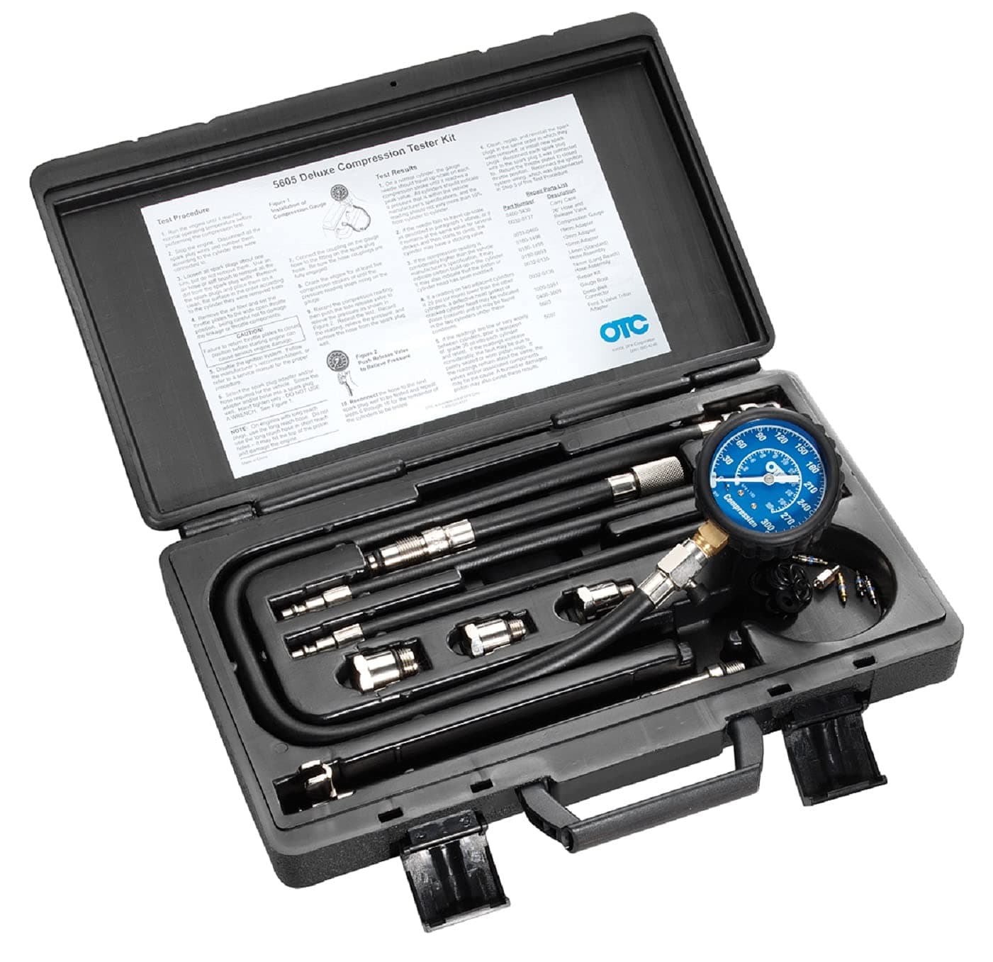 5605 Deluxe Compression Tester Kit With Carrying Case For Gasoline Engines