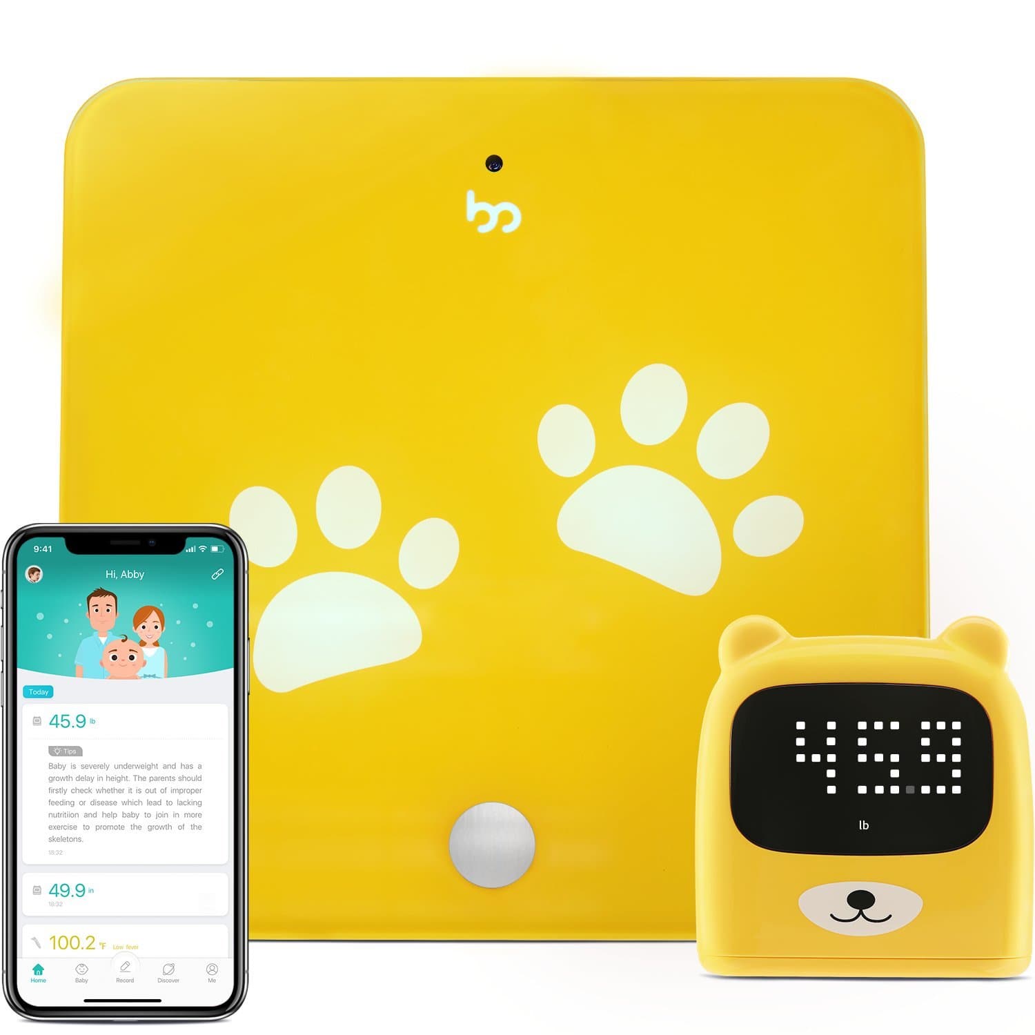 Growp Smart Growth Tracker – Highly Accurate Scale and Ruler with Free App (iOS and Android) to Intelligently Track Kid’s Weight and Height