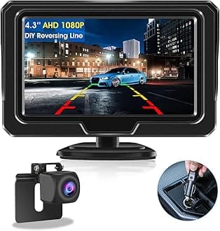 【2026 Upgrade】Reversing Camera Kit AHD 1080P Reverse Camera Kit Rear View Camera with 4.3'' LCD Monitor Reverse Camera for Van,Car,Truck,Pickup,SUV Waterproof Night Vision DIY Parking Guide Lines