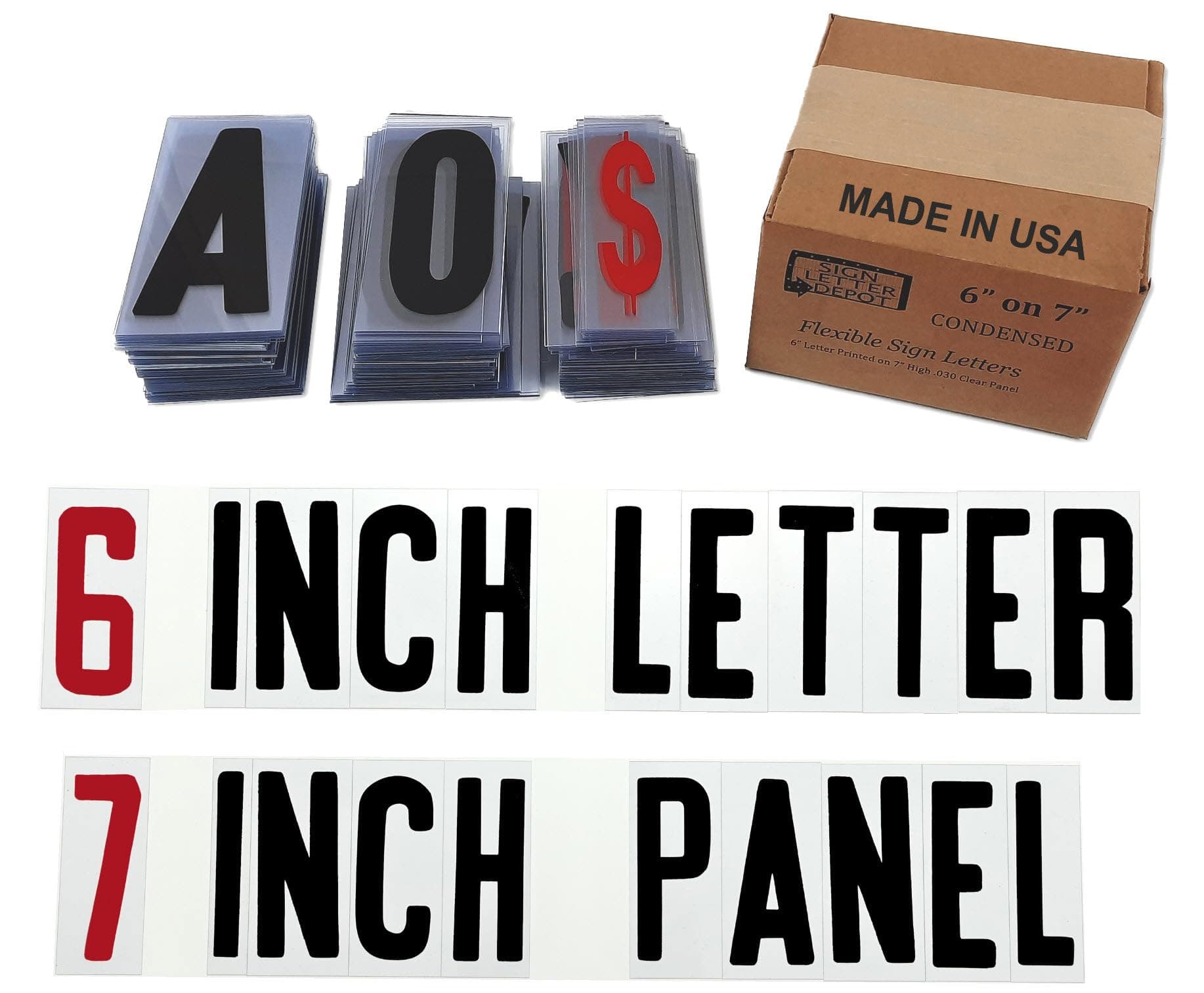 - Changeable Sign Letters 6” on 7-inch Flexible Panel - Condensed Font, Made in USA, Compatible with Flexible Letter Track or Texas Track