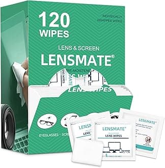 Lensmate 120 Count Lens Wipes for Eyeglasses, Pre-Moistened & Individually Wrapped Eyeglass Wipes, Lens Cleaning Wipes for Eyeglasses, Sunglasses, Goggles and Camera Lens