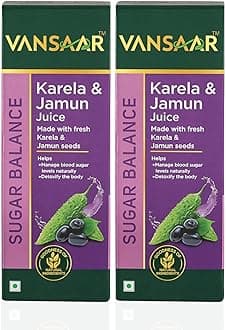 Vansaar Karela & Jamun Juice| Blood sugar level management | Suitable for diabetes & prediabetes care -1L (Pack Of 2)