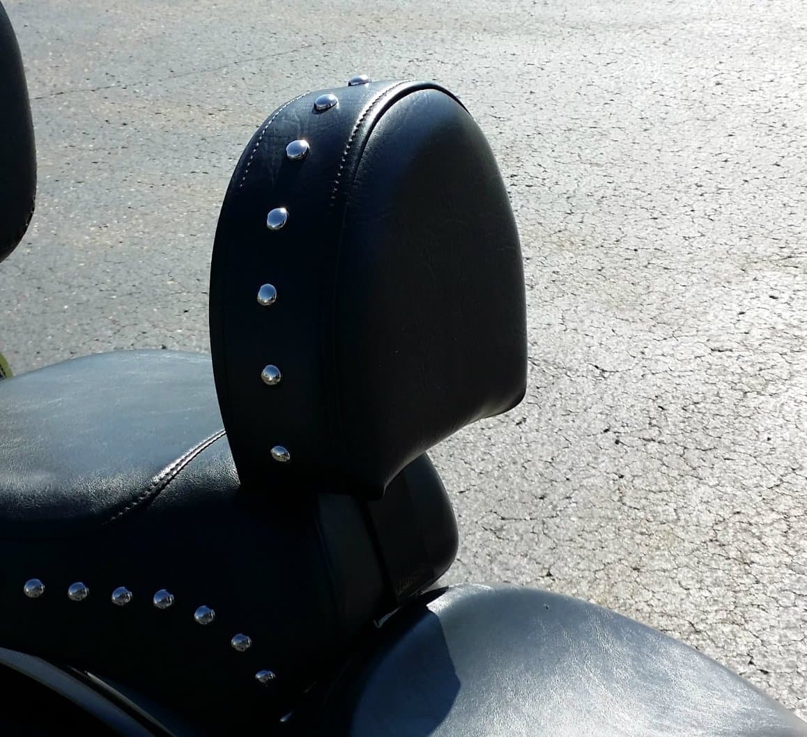 Grasshopper Limited Drivers Backrest for Harley Davidson Softail or Fatboy 07-17 STUDDED Quick Release Complete System AMERICAN MADE Stock Seats Only