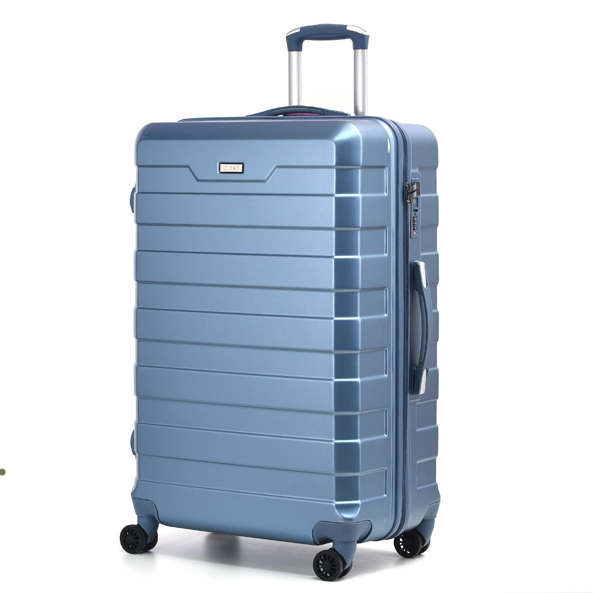 CMY Suitcase Large Lightweight Hard Shell ABS Large Suitcase 4 Dual Spinner Wheels Hold Check in Luggage 3 Digit TSA Combination Lock (Ice Blue)