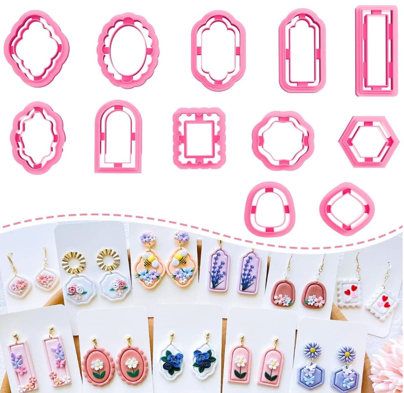 Polymer Clay Cutter Cutters | Clay Cutter Clay Tool | Basic Shapes Earing Making Tools | Clay Cutter Tool Jewellery Making Tools | Color May Vary | Set of 12 Cutters |