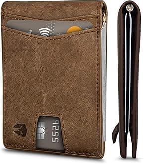 Bryker HydeRFID Blocking Slim Minimalist ID Inside Front Pocket Wallet, Money Clip, 9 Slots, Leather