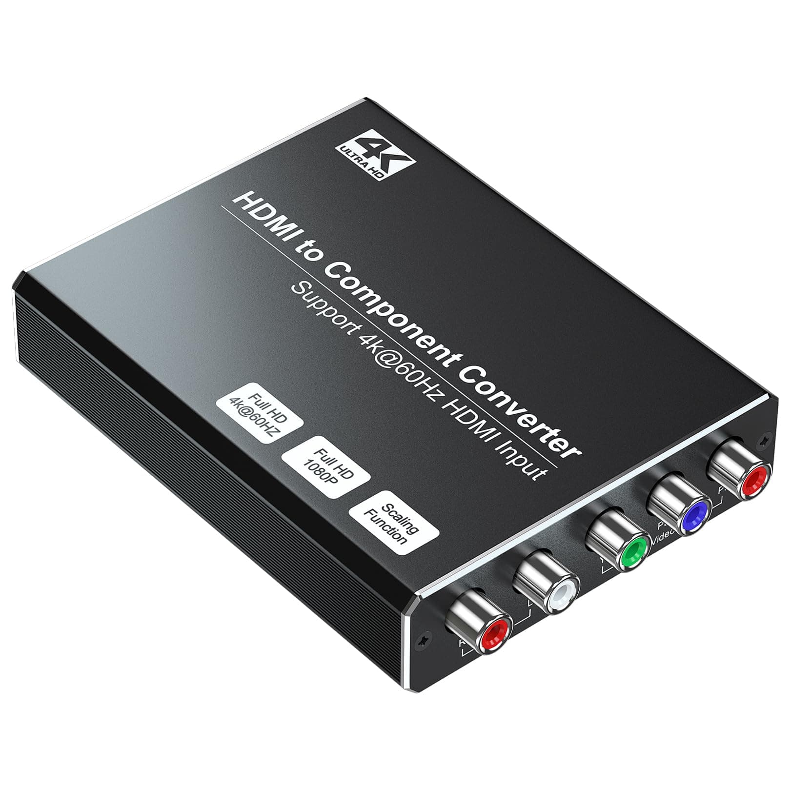 4K HDMI to Component Converter with Scaling Function, HDMI to YPbPr Converter Support 4K/60Hz Input, Support 480i/576i Component Output, Compatible with DVD/PS3/PS4/PS5/Amazon Fire TV Sticks