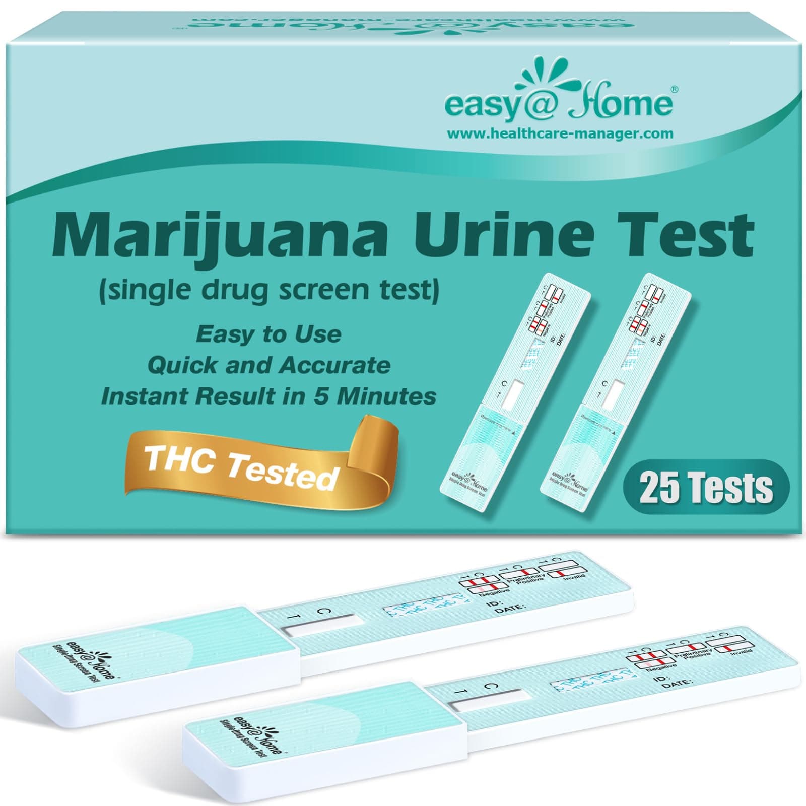 25 Pack Easy@home Marijuana (thc) Single Panel Drug Tests Kit - 25 Tests