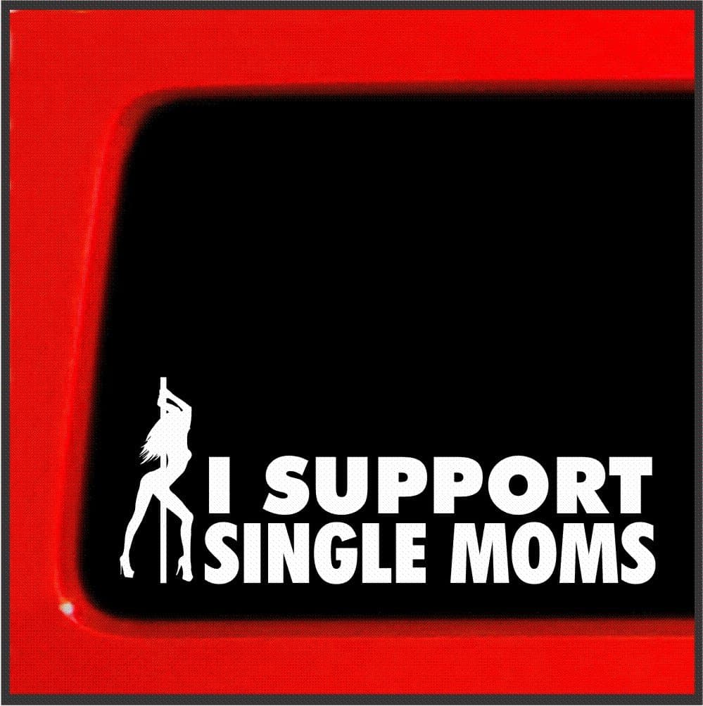 Sticker Connection | I Support Single Moms Bumper Sticker Decal for Car, Truck, Window, Laptop | 2.75"x7" (White)