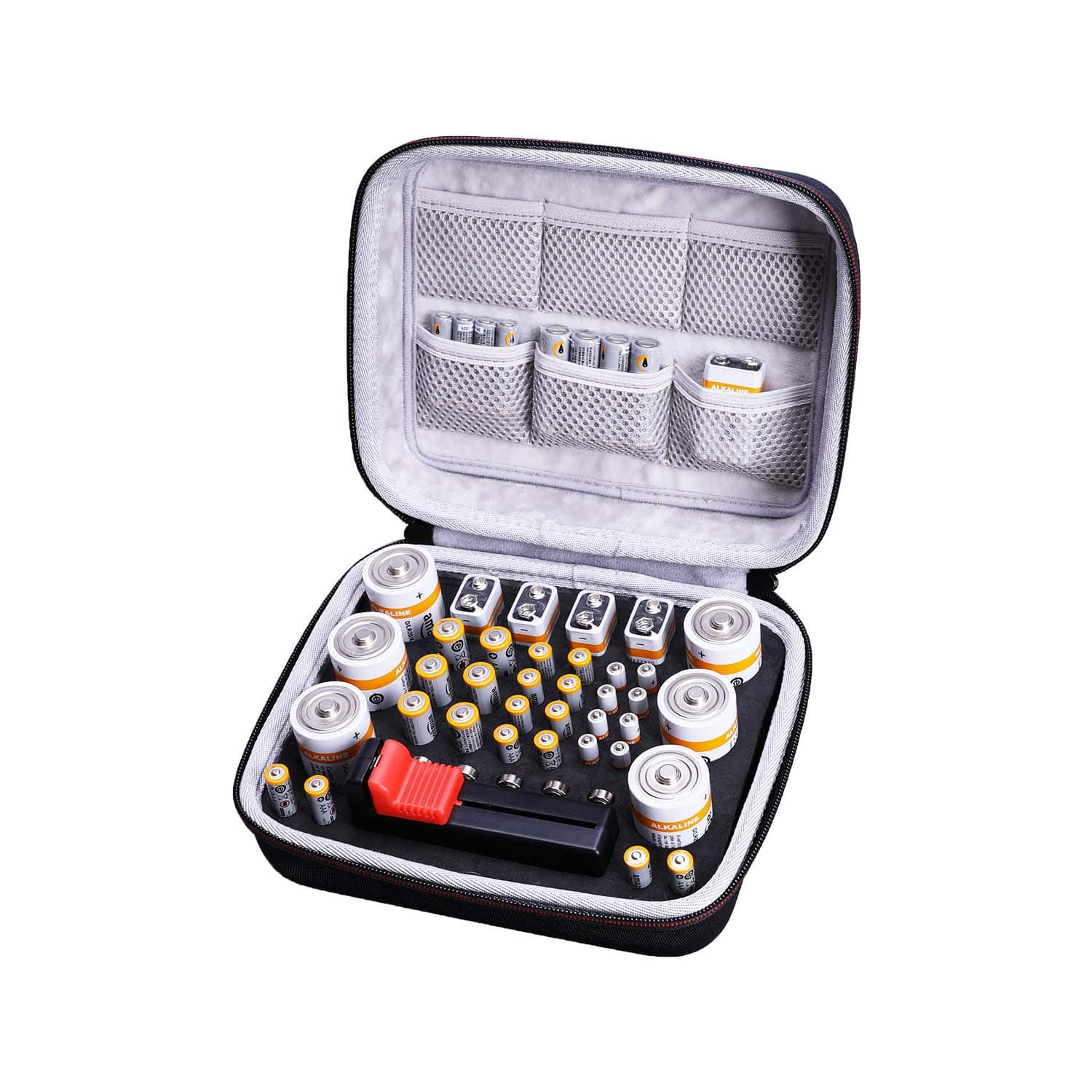 L LTGEMBattery Organizer Storage Case, Small Battery Holder Case, Holds 50+ AA AAA C D 9V Batteries and Tester(Not Includes Batteries and Tester)
