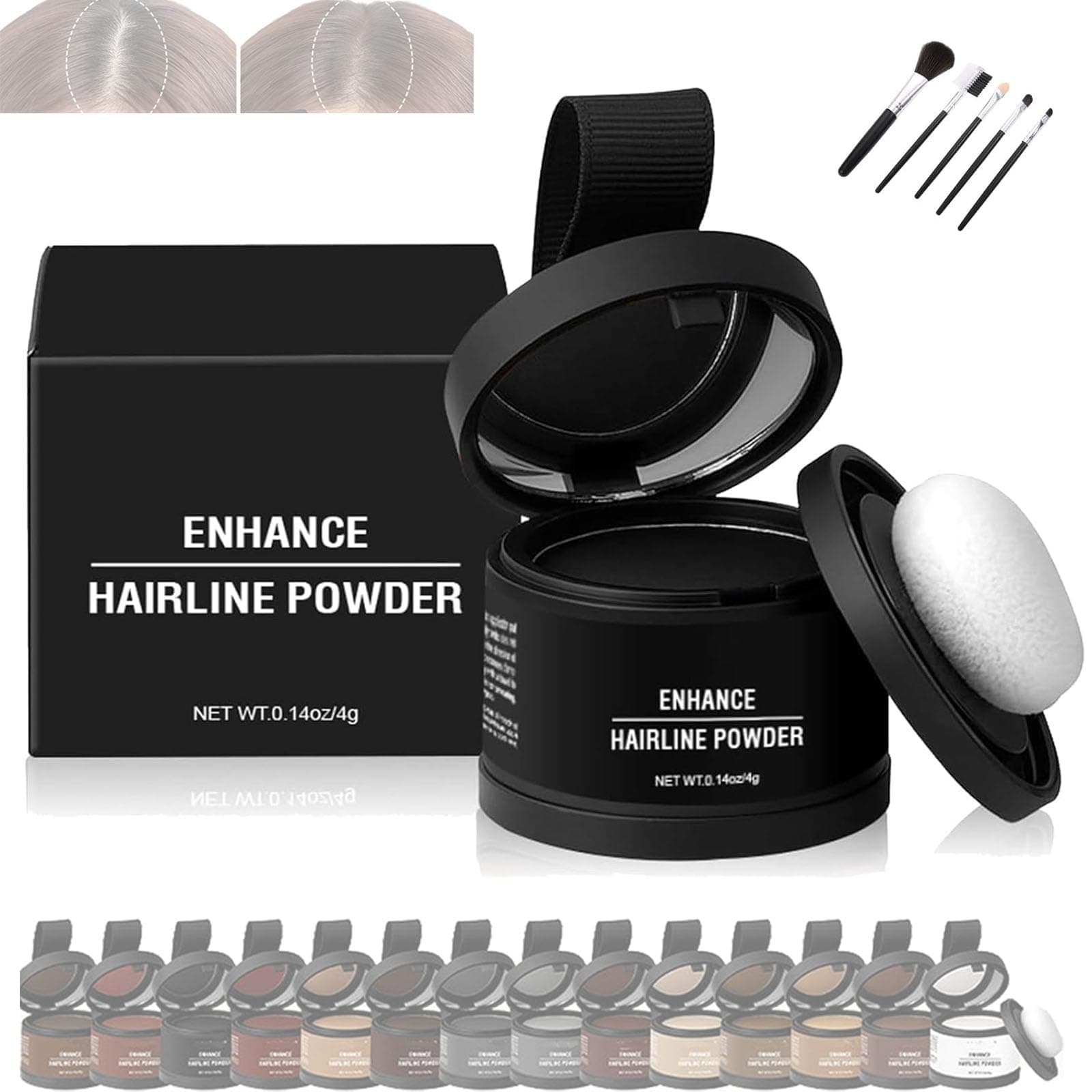 Waverloo Magic Root Cover Up,Waverly Magic Root Cover Up,Instantly Conceals Hair Loss,Maycheer Hair Rich Shading Powder,14 Colors Root Touch Up Powder with Mirror,Water Sweat Resistant (Black)