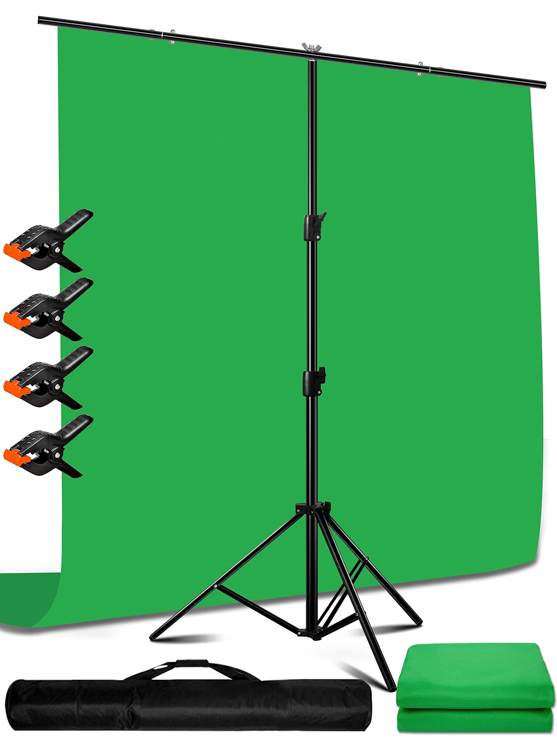 6.5X9.8ft Green Screen Backdrop Kit with 6.5 X 6.5 Ft T Stand for Streaming, Green Sreen Stand with Green Background for Photography,Green Screen Backdrop with Stand for Gaming