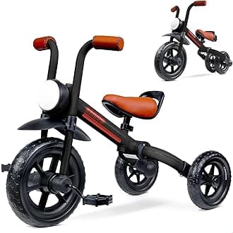 2-in-1 Kids Balance Bike and Kids Tricycle for 2 to 5 Year Old, Toddler Balance Bike with Detachable Pedals, Tricycles for 3-5 Year Olds with Stitched Soft Grip, Black