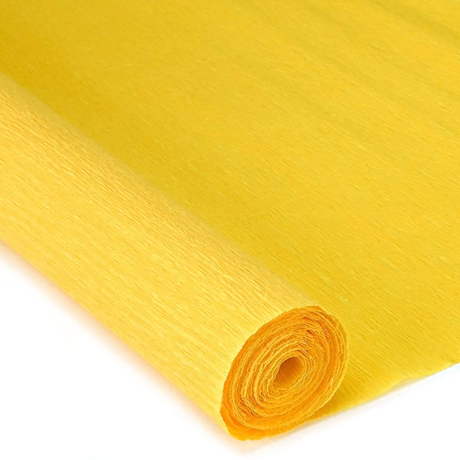 3A Featuretail 8ft Length/20in Width Crepe Paper Roll/Wrinkled Paper for Flower Making, Bouquet Wrapping and Craft (Yellow, 2 Roll)